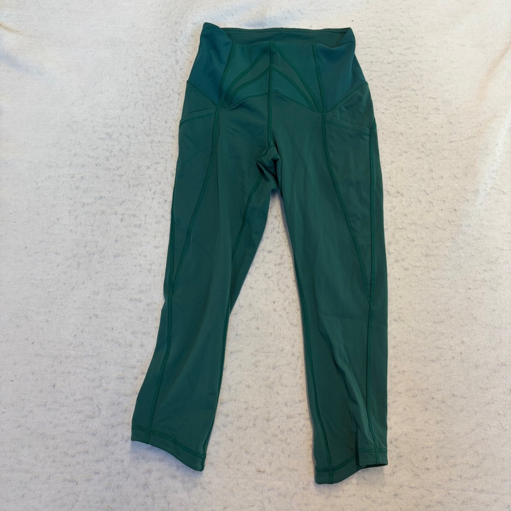 Lululemon All The Right Places Crop Leggings Womens 4 Green High Rise Pockets